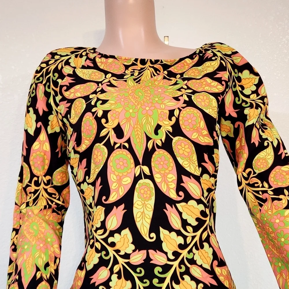 ZARA Women’s Long Sleeve Printed Multicolor Boho Mini Dress Sz S - Picture 2 of 10